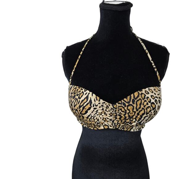 Victoria Secret 34 DD Leopold Print Bombshell Bikini Top Push Up Swim Beachy - Picture 1 of 10
